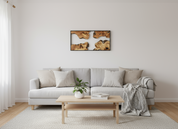 Natural Wood Wall Art with Live Edge Design in Black Frame