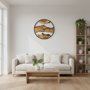 Wood Oasis | Olive Wood and Metal Wall Clock