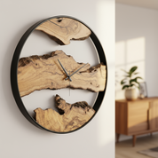 Wood Oasis | Olive Wood and Metal Wall Clock