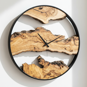 Wood Oasis | Olive Wood and Metal Wall Clock