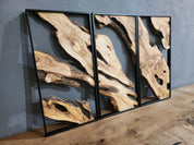 Olive Roots Trio | Metal and Olive Wooden Wall Art
