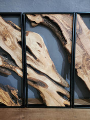 Olive Roots Trio | Metal and Olive Wooden Wall Art