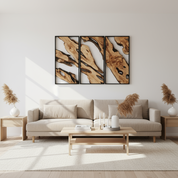 Olive Roots Trio | Metal and Olive Wooden Wall Art
