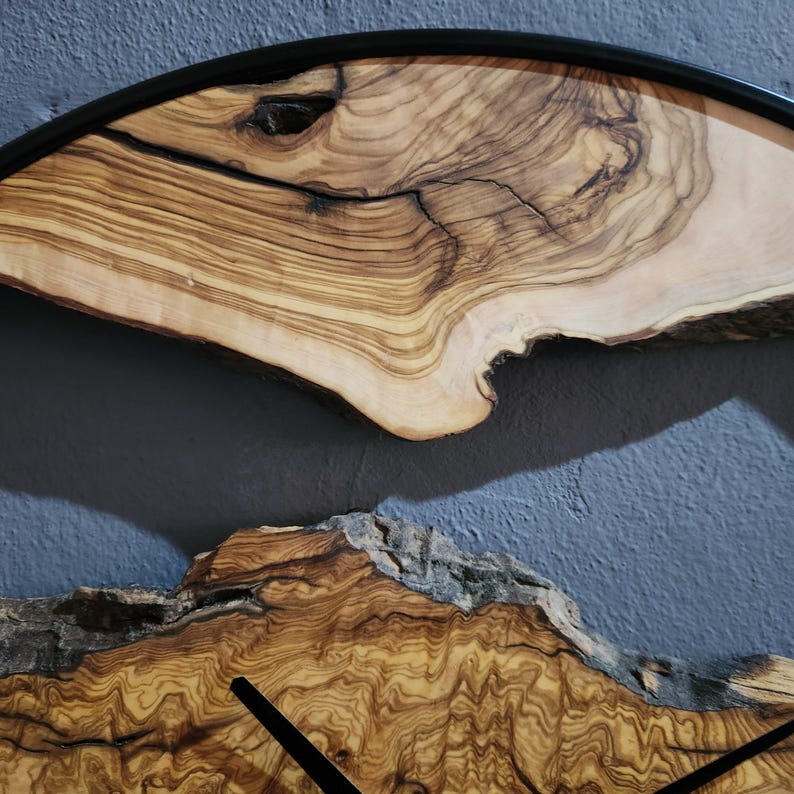 Wood Oasis | Olive Wood and Metal Wall Clock