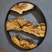 Wood Oasis | Olive Wood and Metal Wall Clock