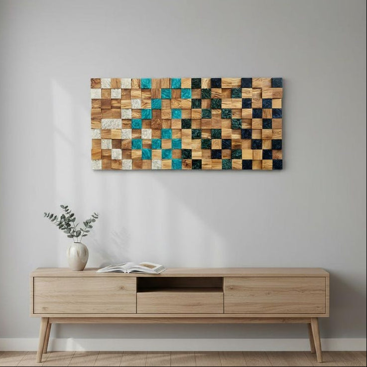 Ocean Mosaic | Olive Wood & Resin Wall Art