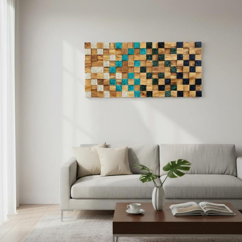 Ocean Mosaic | Olive Wood & Resin Wall Art