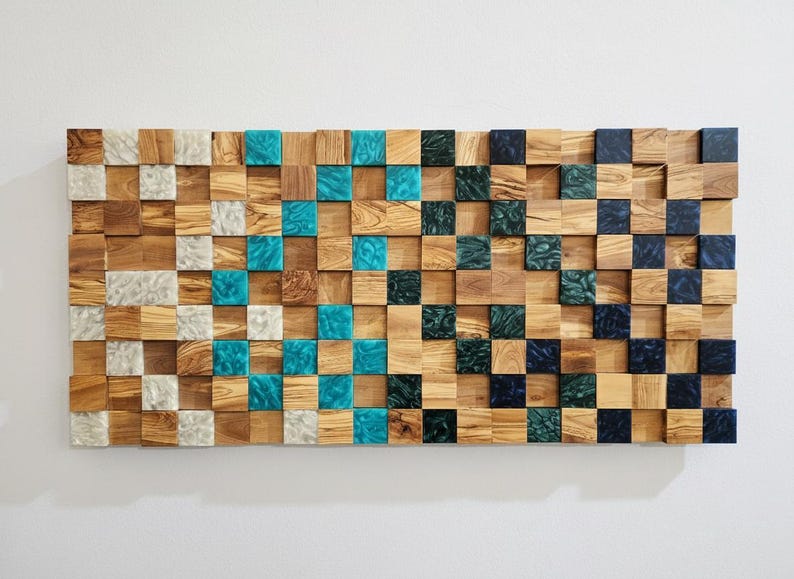 Ocean Mosaic | Olive Wood & Resin Wall Art