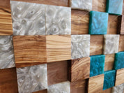 Ocean Mosaic | Olive Wood & Resin Wall Art