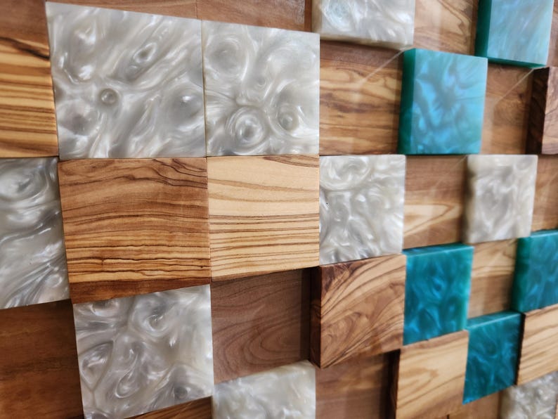 Ocean Mosaic | Olive Wood & Resin Wall Art