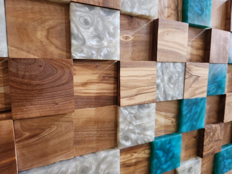 Ocean Mosaic | Olive Wood & Resin Wall Art