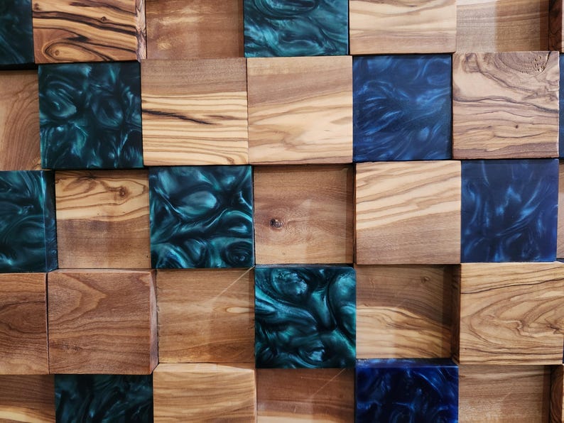 Ocean Mosaic | Olive Wood & Resin Wall Art