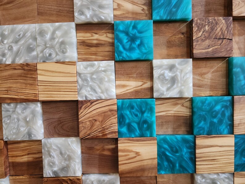 Ocean Mosaic | Olive Wood & Resin Wall Art