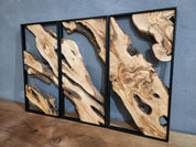 Olive Roots Trio | Metal and Olive Wooden Wall Art