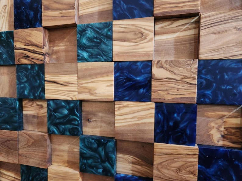 Ocean Mosaic | Olive Wood & Resin Wall Art