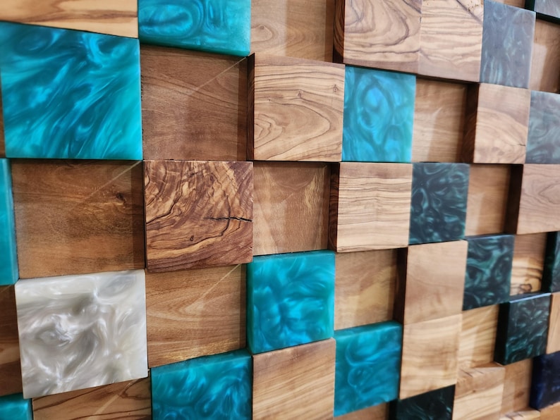 Ocean Mosaic | Olive Wood & Resin Wall Art