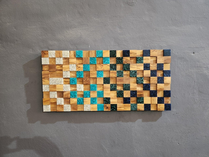 Ocean Mosaic | Olive Wood & Resin Wall Art