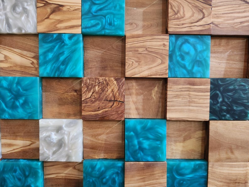 Ocean Mosaic | Olive Wood & Resin Wall Art