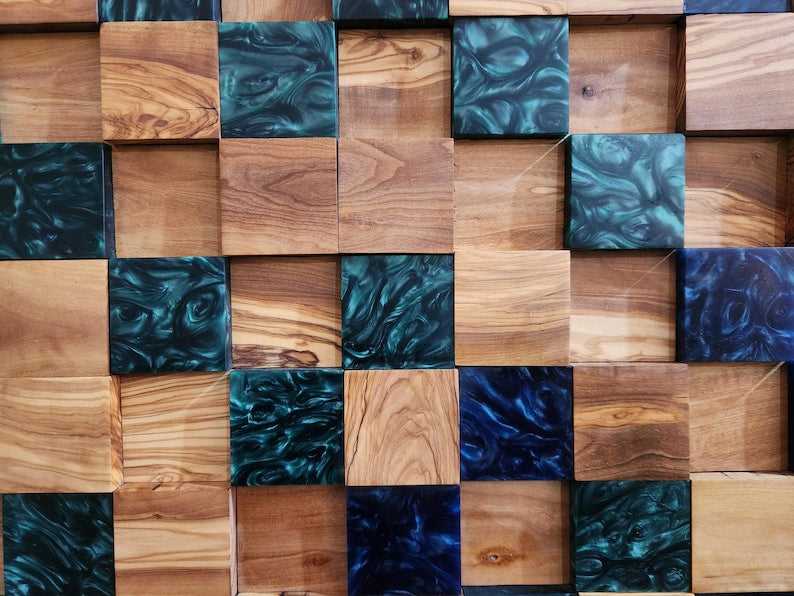 Ocean Mosaic | Olive Wood & Resin Wall Art
