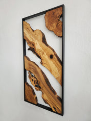 Metal and Wooden Wall Art, Olive Wood Wall Decor, Wall Art, Housewarming Gift, Wood Wall Art, Rustic Wall Art, Live Edge Wood Wall Decor BlackSeaResinWorks
