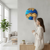 Blue Essence | Resin & Olive Wood Wall Clock