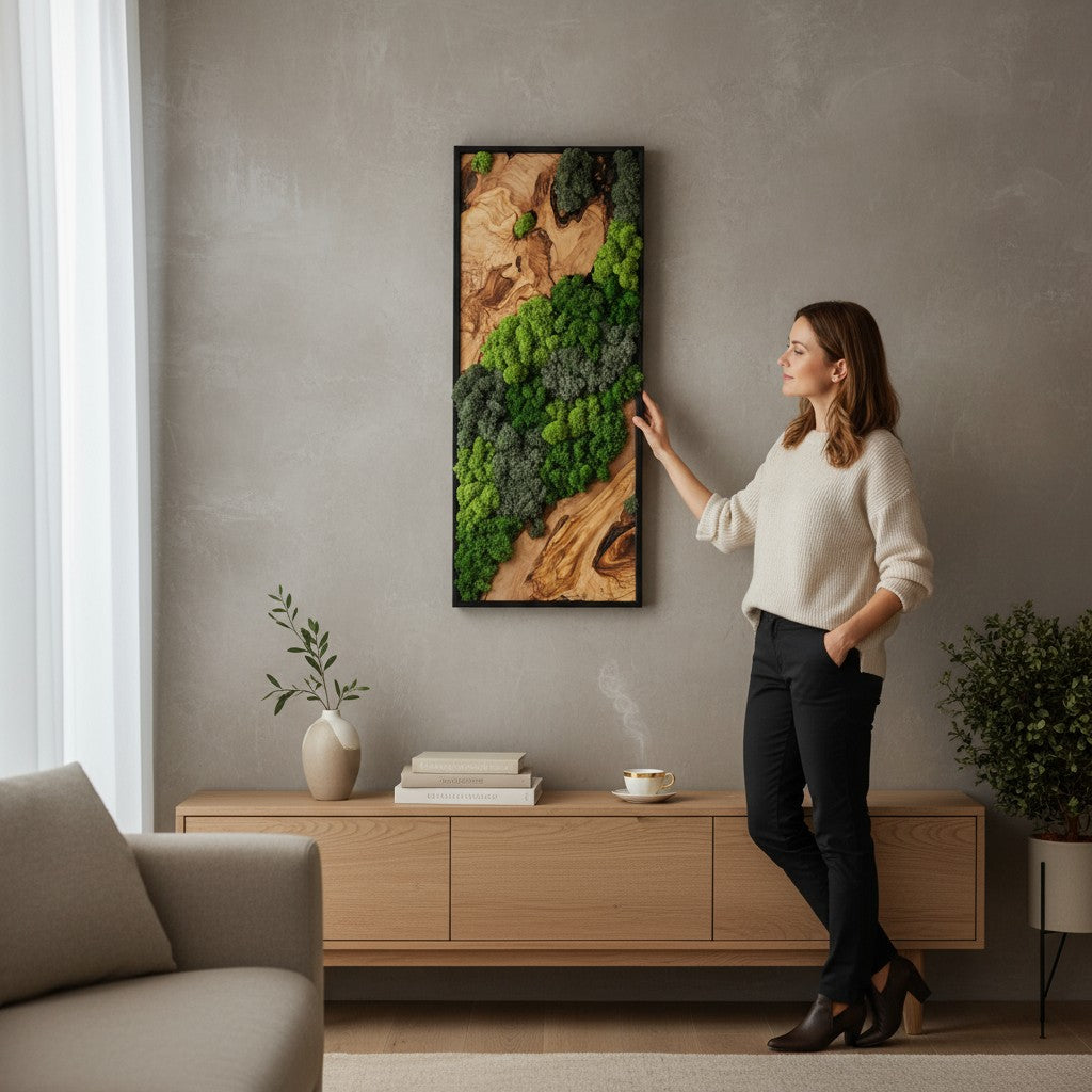 Nature Fusion | Olive Wood and Pereserved Moss Wall Decor