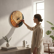 Golden Night | Resin & Olive Wood Wall Clock