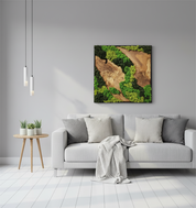 Custom Moss and Olive Wood Wall Art | Metal Frame | Preserved Moss Decor