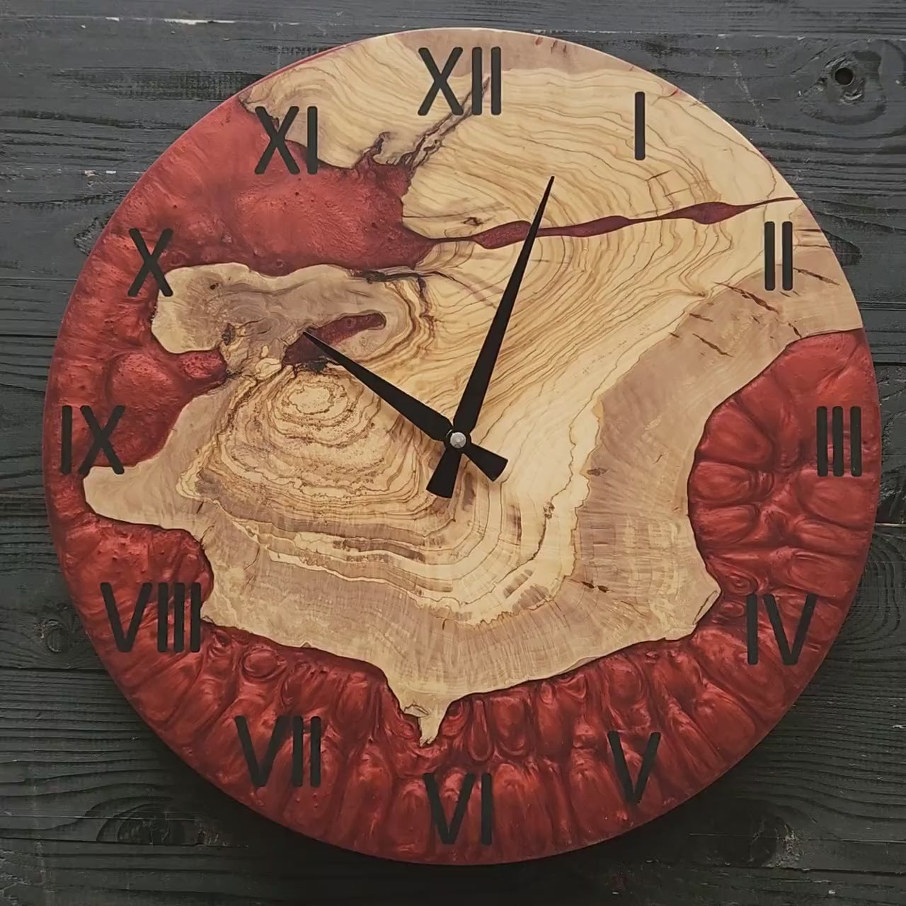 Custom Epoxy and Olive Wood Wall Clock