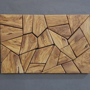 Olive Wood Wall Art | Geometric Mosaic Wooden Wall Panel
