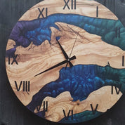 Mystic Rivers | Resin & Olive Wood Wall Clock