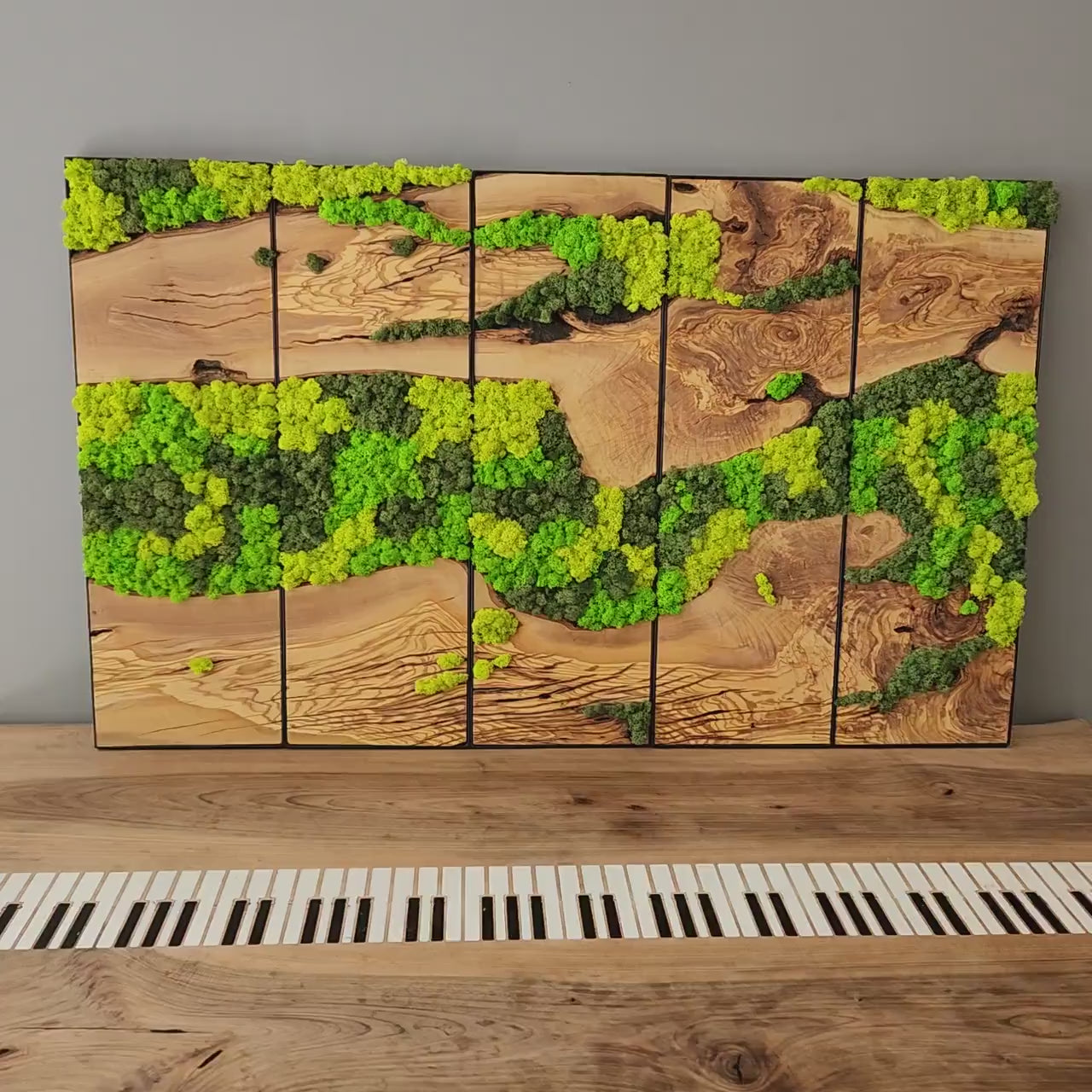 Custom Moss Wall Art | Olive Wood & Metal Frame | Preserved Moss Decor
