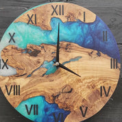 Sea Harmony | Resin & Olive Wood Wall Clock