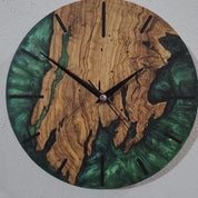 Green Resin Wall Clock | Live Edge Rustic Wall Clock