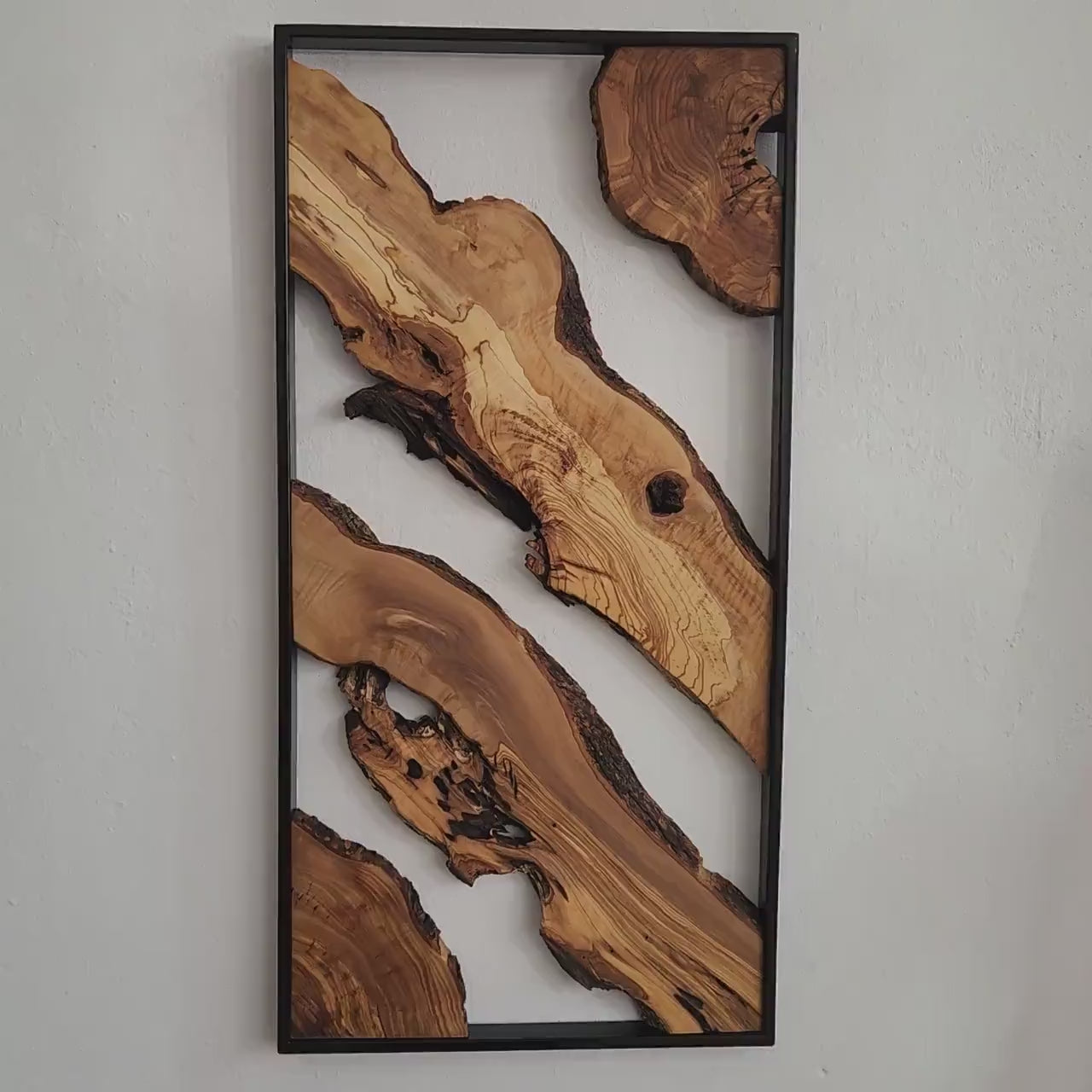Metal and Olive Wood Wall Art | Live Edge Rustic Farmhouse Wall Decor