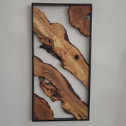 Metal and Olive Wood Wall Art | Live Edge Rustic Farmhouse Wall Decor