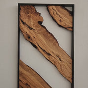 Metal and Live Edge Olive Wood Wall Art | Handcrafted Rustic Home Decor