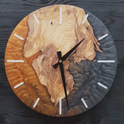 Custom Resin & Olive Wood Wall Clock | Live Edge Rustic Home Decor