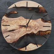 Transparent Earth | Resin & Olive Wood Wall Clock