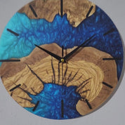 Blue Essence | Resin & Olive Wood Wall Clock