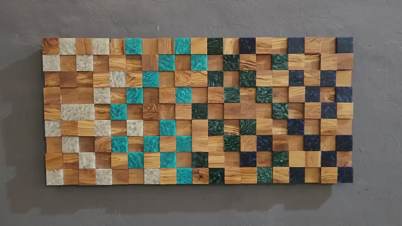 Ocean Mosaic | Olive Wood & Resin Wall Art