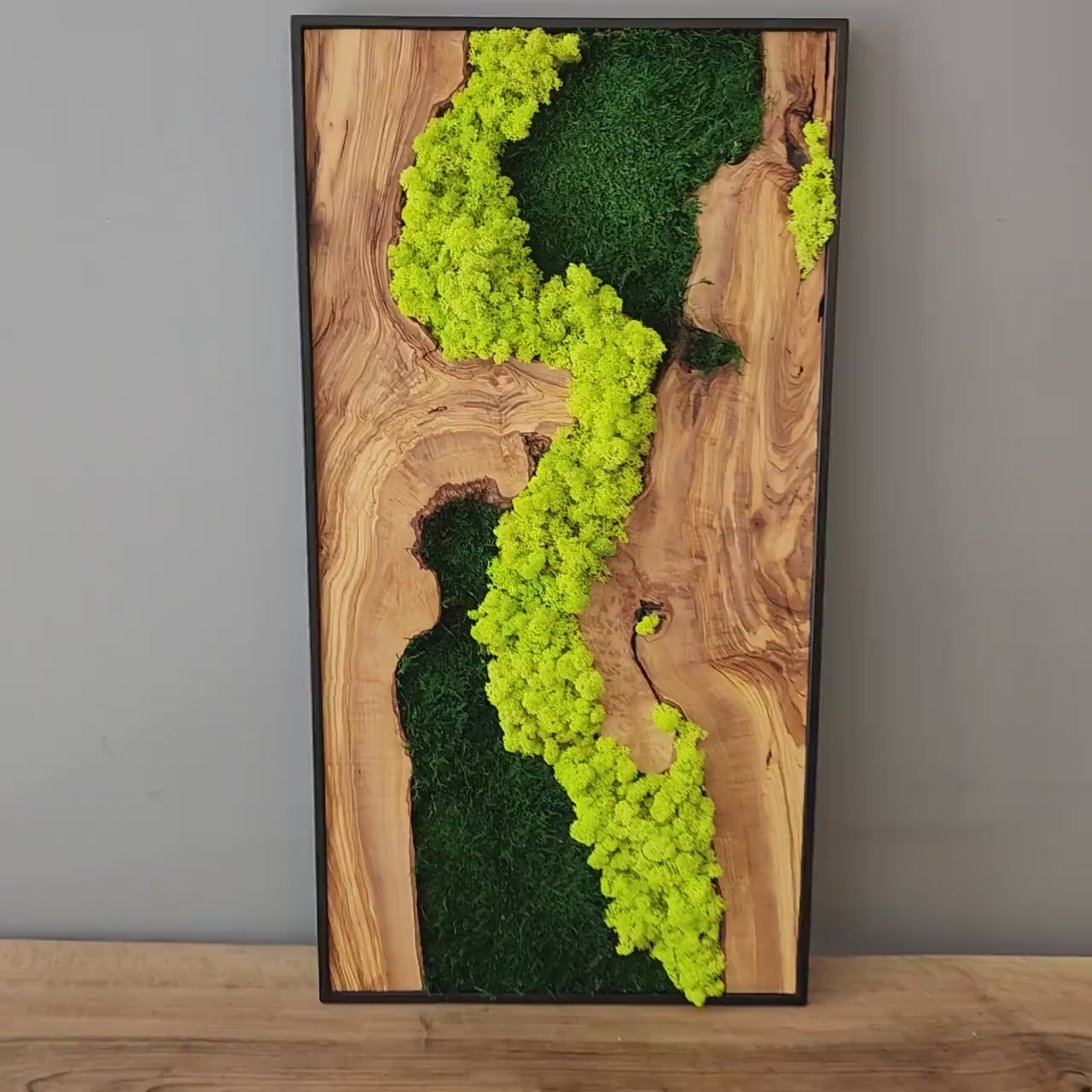 Olive Wood & Preserved Moss Wall Art | Custom Made Piece
