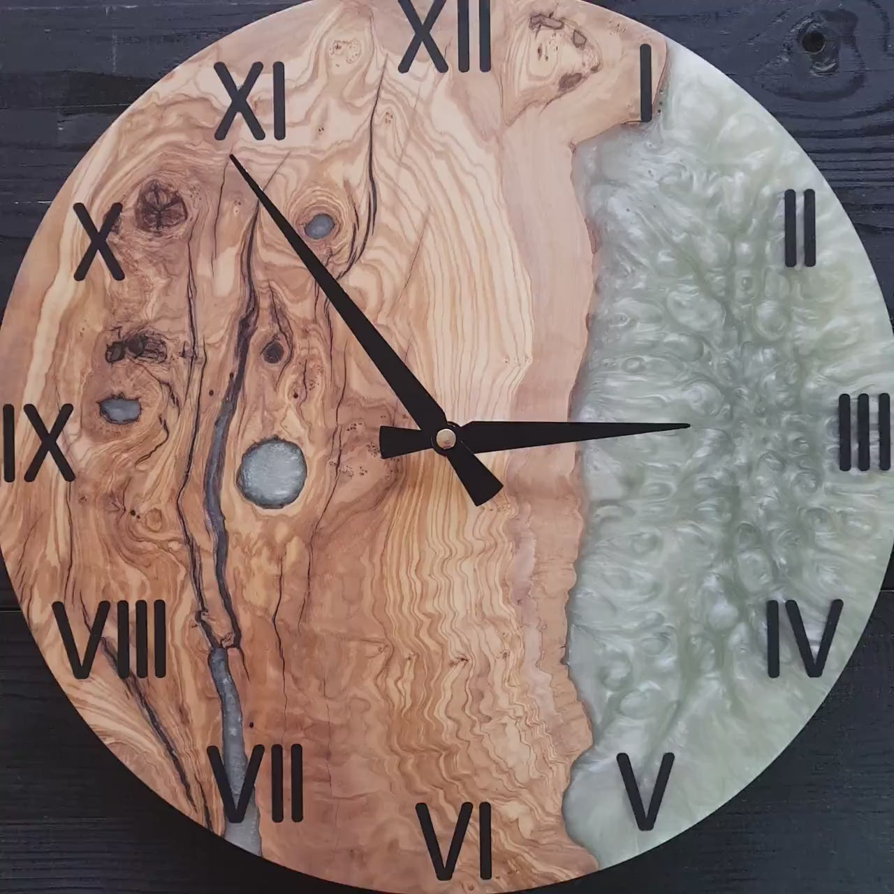 Forest Pearl | Resin & Olive Wood Wall Clock
