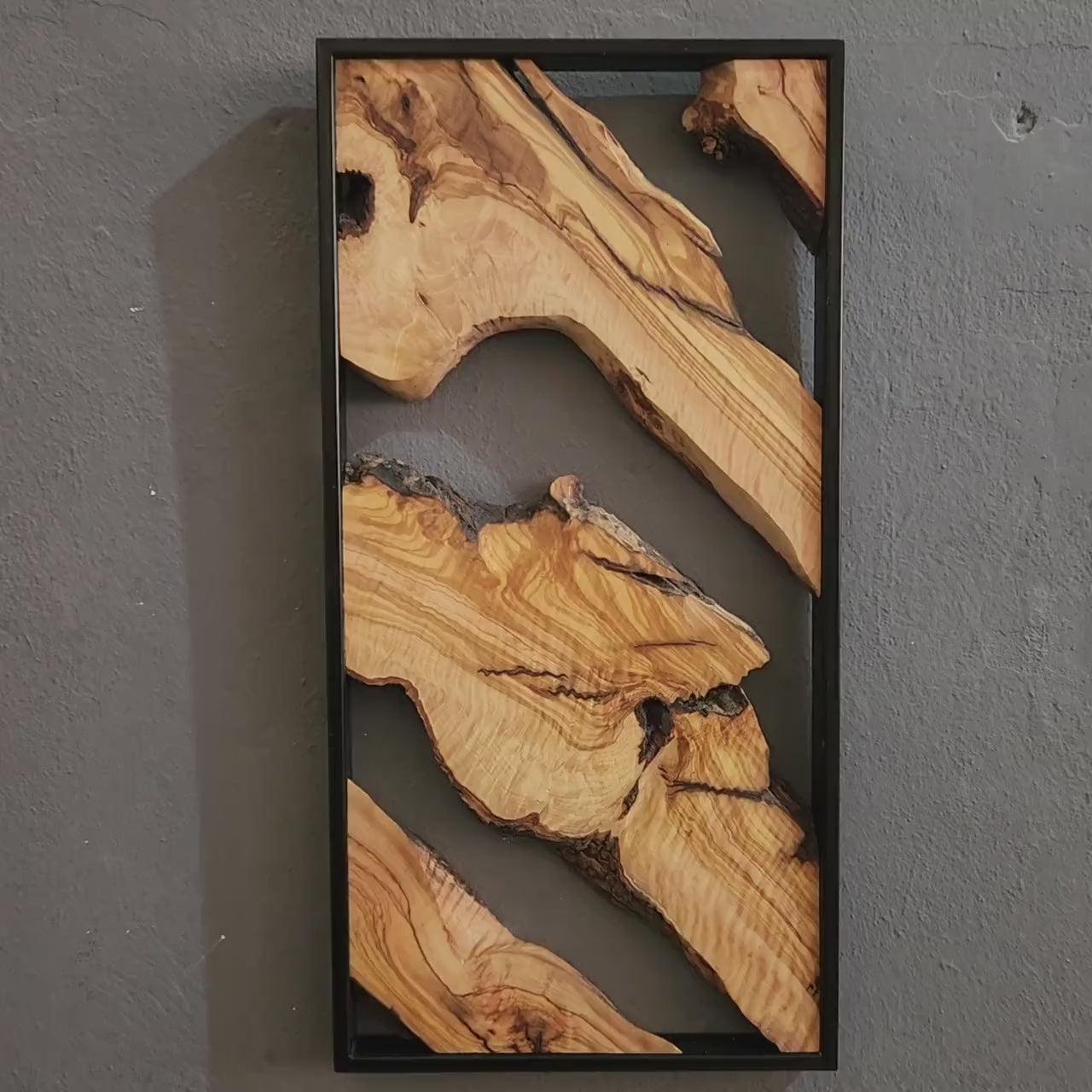 Metal and Olive Wood Wall Art | Handmade Live Edge Farmhouse Wall Decor